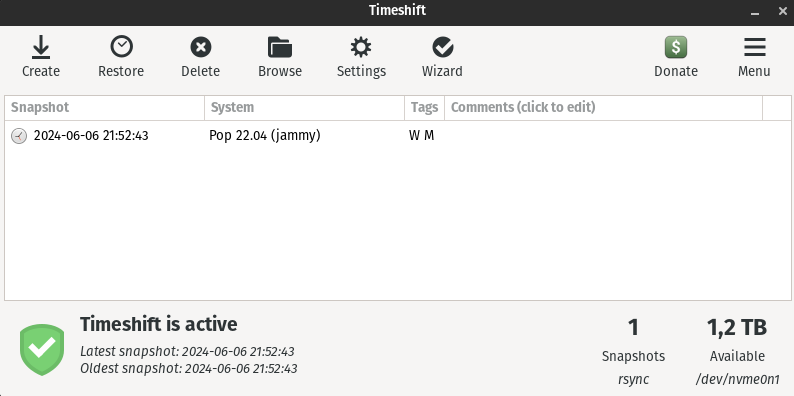 Timeshift screenshot